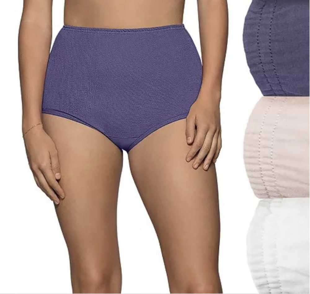 Vanity Fair Women Tailored Cotton Brief Panty 3-Pack Multi Size 9/2XL